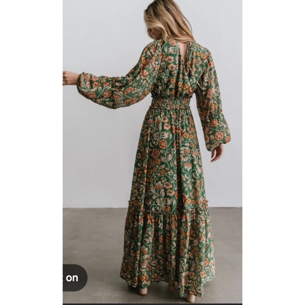 Baltic Born Green Floral Bria Maxi Dress Medium - Picture 3 of 4